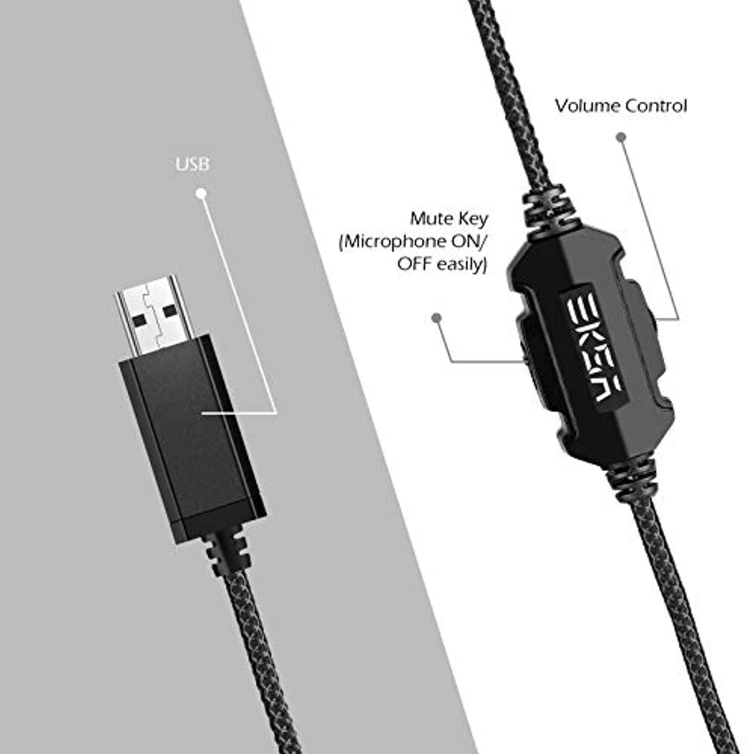 EKSA USB Gaming Headset for PC - Computer Headphones with 7.1 Surround Sound Stereo Noise Canceling Mic/Microphone RGB Light - Gaming Headphones for PS4/PS5 Console Laptop (EKSA-E1000-parent-3)