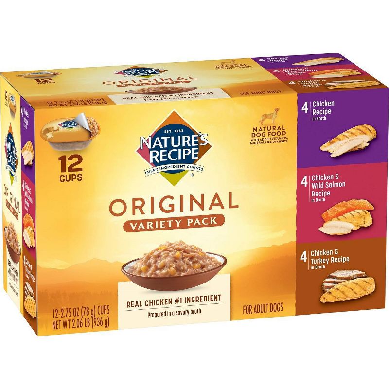 Nature's Recipe Original Chicken, Salmon & Turkey Wet Dog Food - 2.75oz/12ct Variety Pack