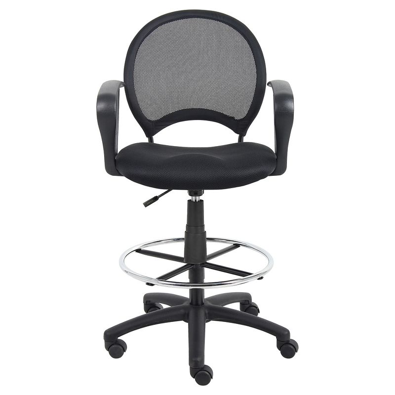 Mesh Drafting Stool with Loop Arms Black - Boss Office Products