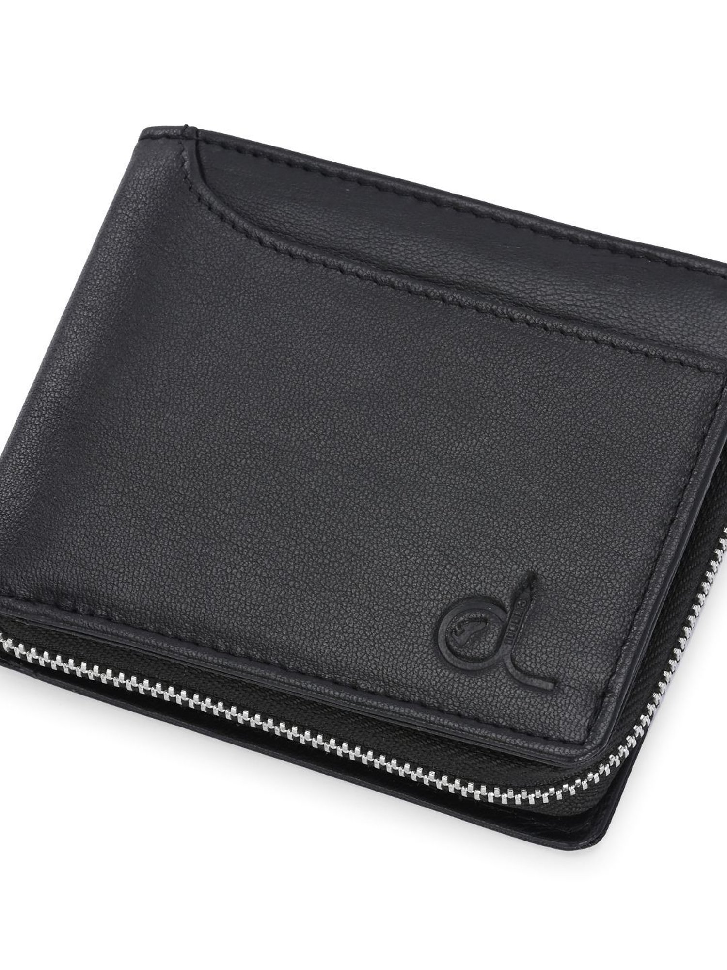 Clog London Black Leather Small Bi-Fold Wallet for Men