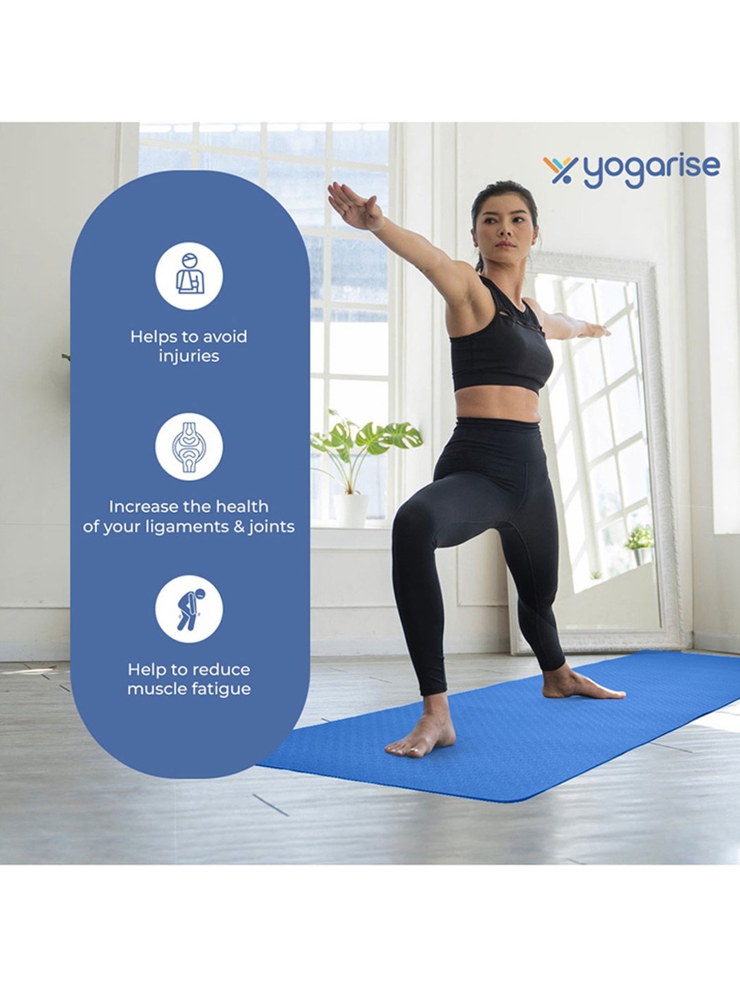 Yogarise Anti-Skid Yoga Mat Combo (Blue) Size - 6mm