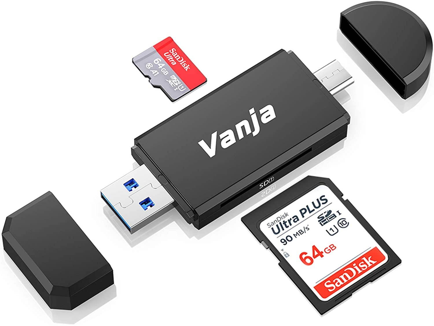 Vanja USB Type C SD Card Reader USB 3.0 Micro SD Card Reader OTG Adapter for TF SD Micro SD SDXC SDHC MMC RS-MMC Micro SDXC Micro SDHC UHS-I for Mac Windows Linux PC Laptop