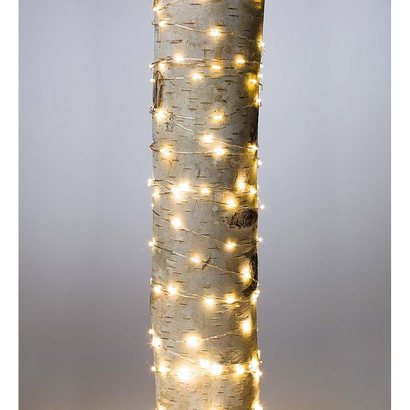 Plow & Hearth - Firefly String Lights, 2arm White LEDs on Bendable Wire, Silver Wire