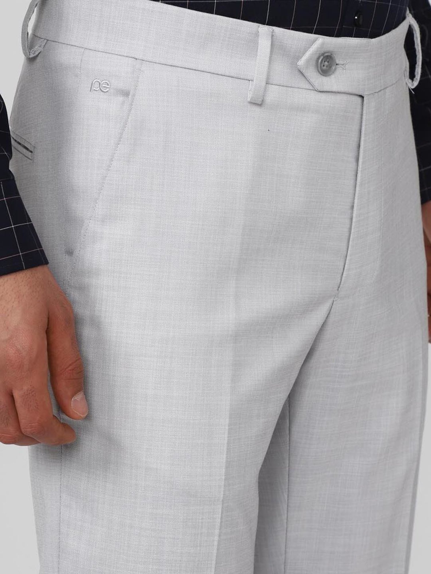 Peter England Grey Slim Fit Trousers