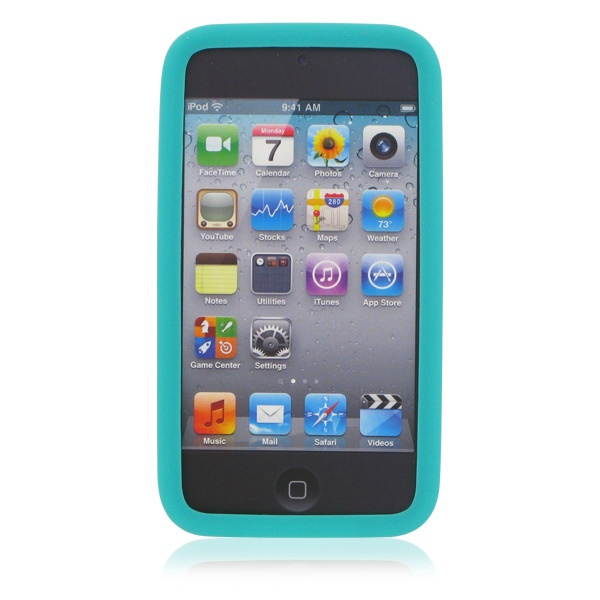 XtremeMac Tuffwrap Silicone Case for iPod Touch 4G (2 PK Black & Turquoise)