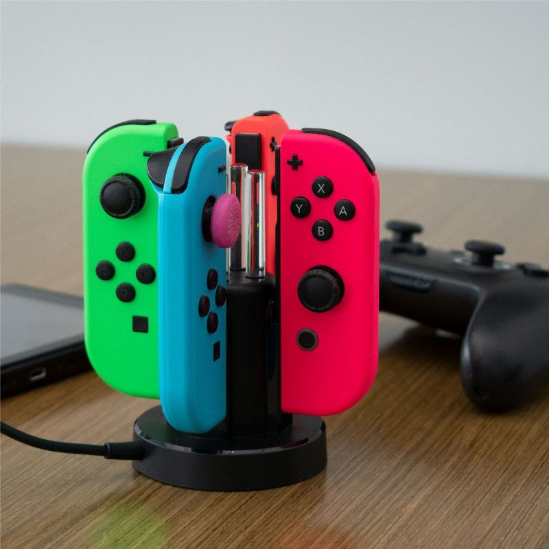 Insten Charging Station For Nintendo Switch Joycon Controller, with LED Light Bar Indicator, USB Joy-Con Charger Dock Stand