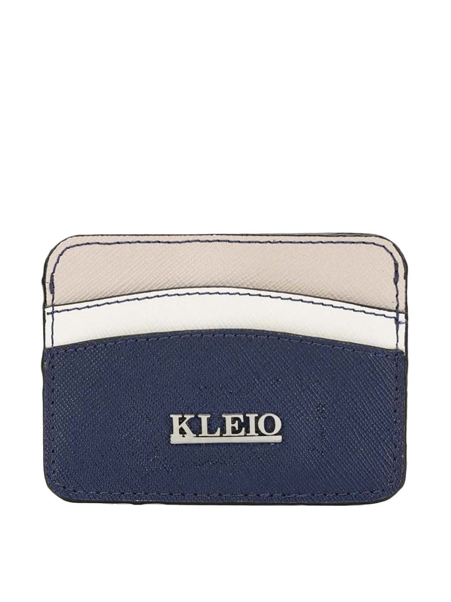 KLEIO Blue & Cream Solid Card Holder