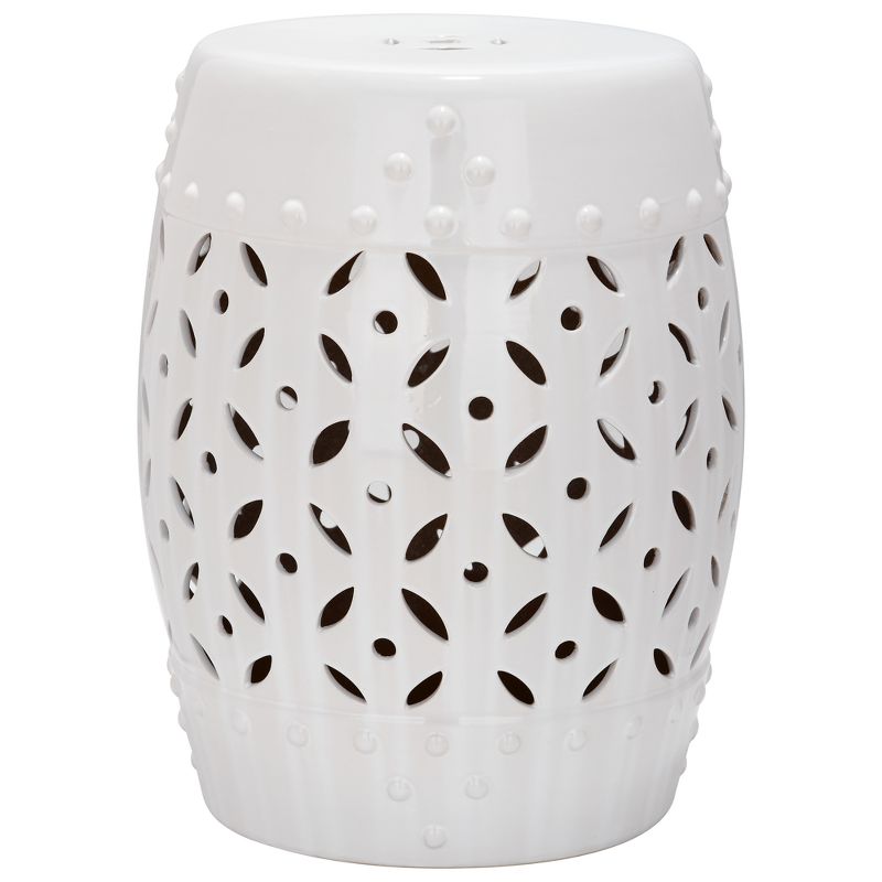 White Lattice Coin Garden Stool - White - Safavieh