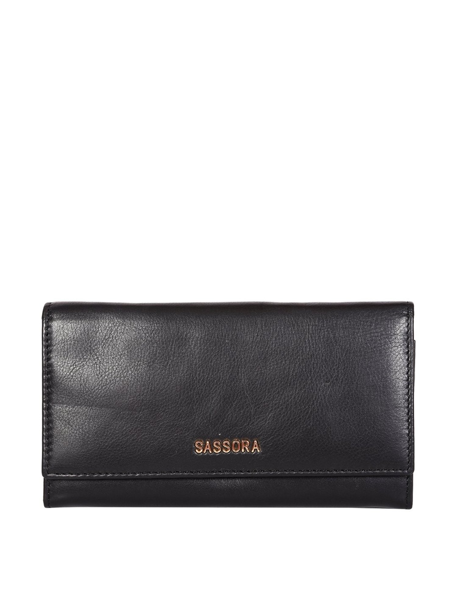 SASSORA Black Solid Rfid Wallet for Women