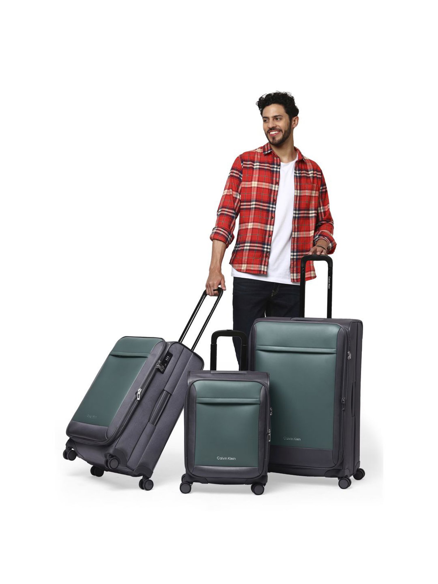 Calvin Klein Escape Charcoal Solid Soft Medium Trolley Bag - 69 Cms