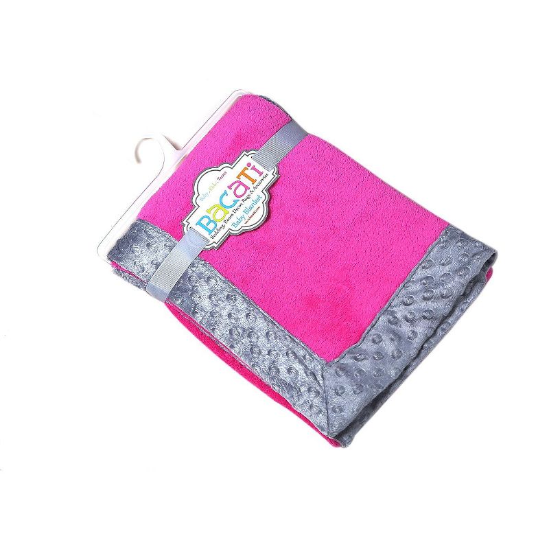 Bacati - Solid Fuchsia with Solid Border Blanket (Fuchisa/Grey Border)