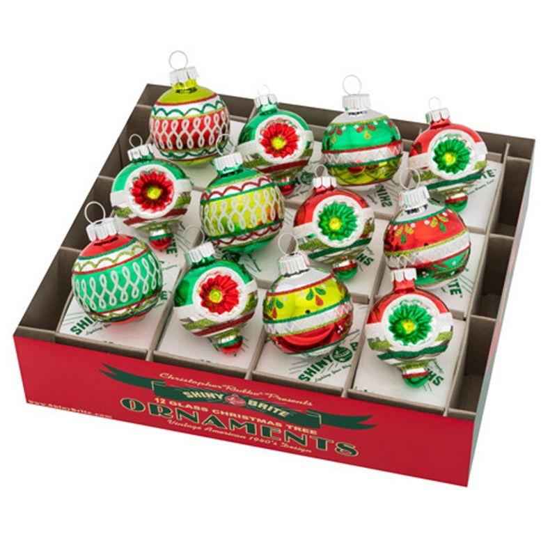 Shiny Brite 2.25" Hs Rounds & Shapes Holiday Splendor  -  Ornament Sets