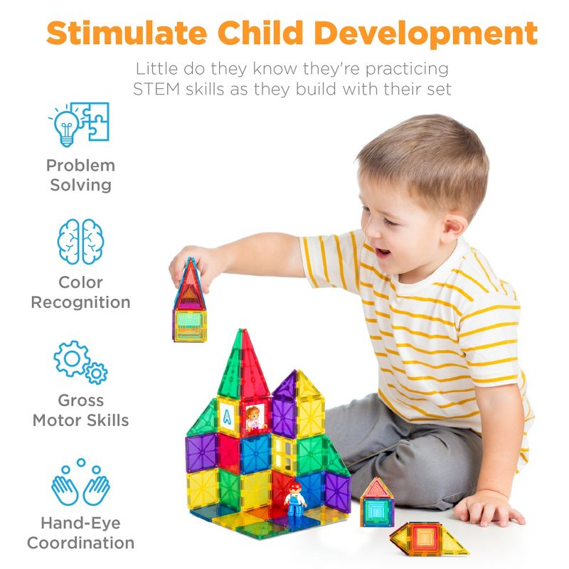 Best Choice Products 250-Piece Kids Magnetic Tiles Set Construction Building Blocks Educational STEM Toy