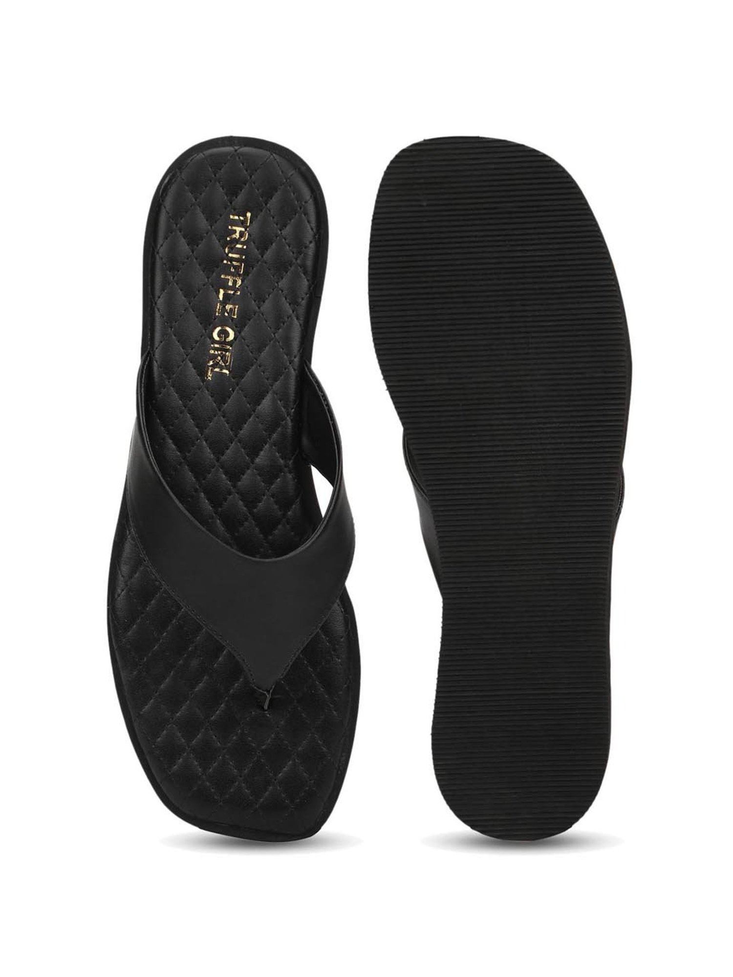 Truffle Girl by Truffle Collection Women's Black Thong Sandals