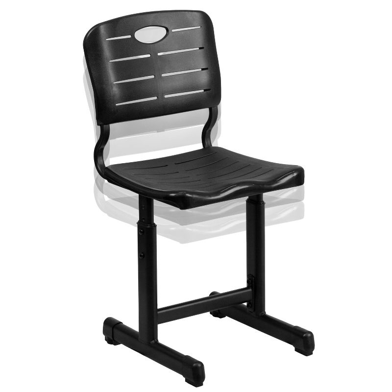 Emma and Oliver Adjustable Height Black Student Chair with Black Pedestal Frame