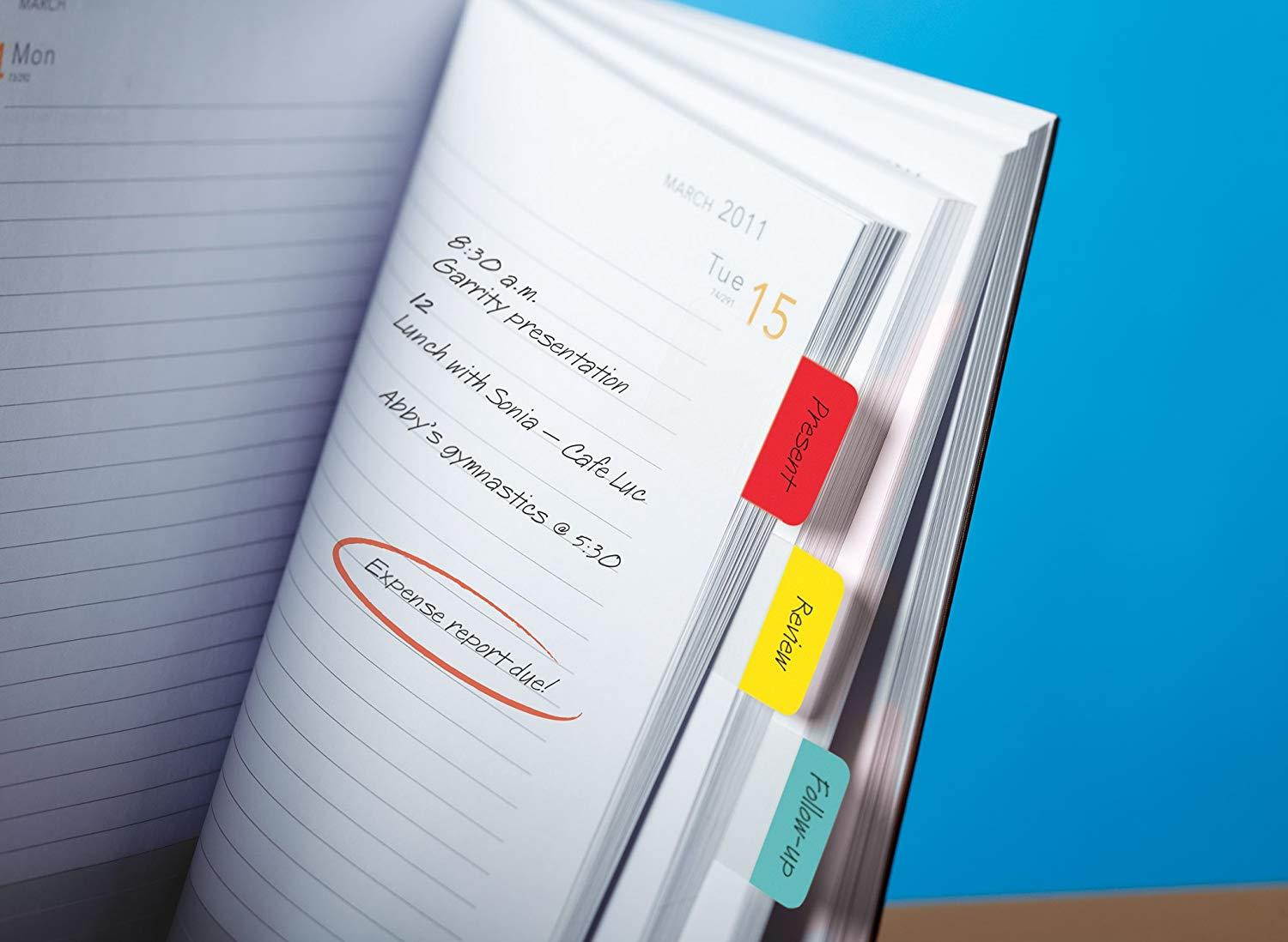 Post-it Durable IndexTabs, 1 Inch, Ideal For Binders and File Folders, Assorted Bright Colors, 36 per Dispenser (686-RYBT)