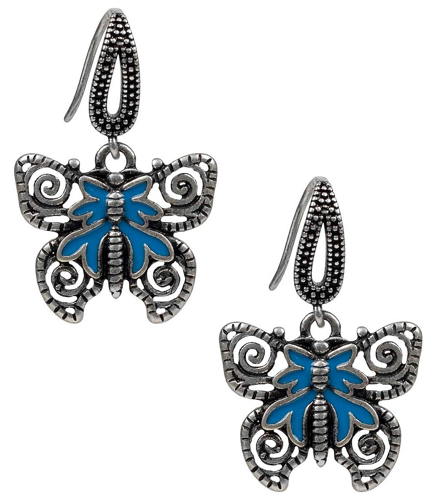 Patricia Nash Enamel Butterfly Dangle Earrings