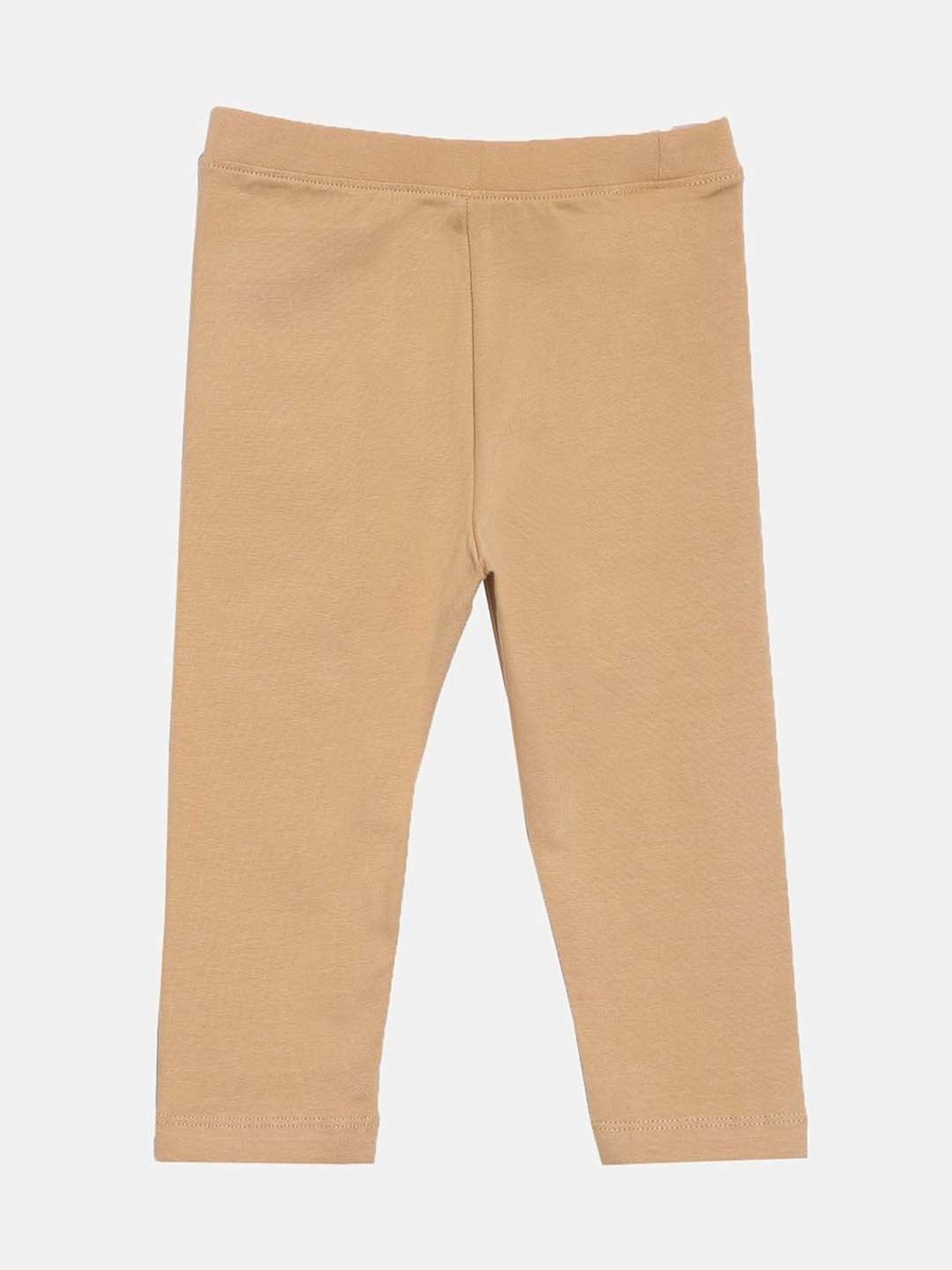 TWIN BIRDS Kids Beige & Pink Cotton Regular Fit Leggings (Pack of 2)