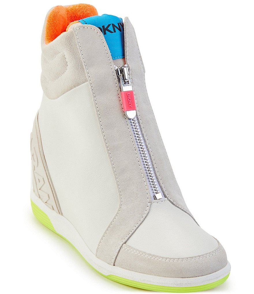 Donald Pliner Pelham Neoprene Mixed Leather Slip-On Wedge Sneakers