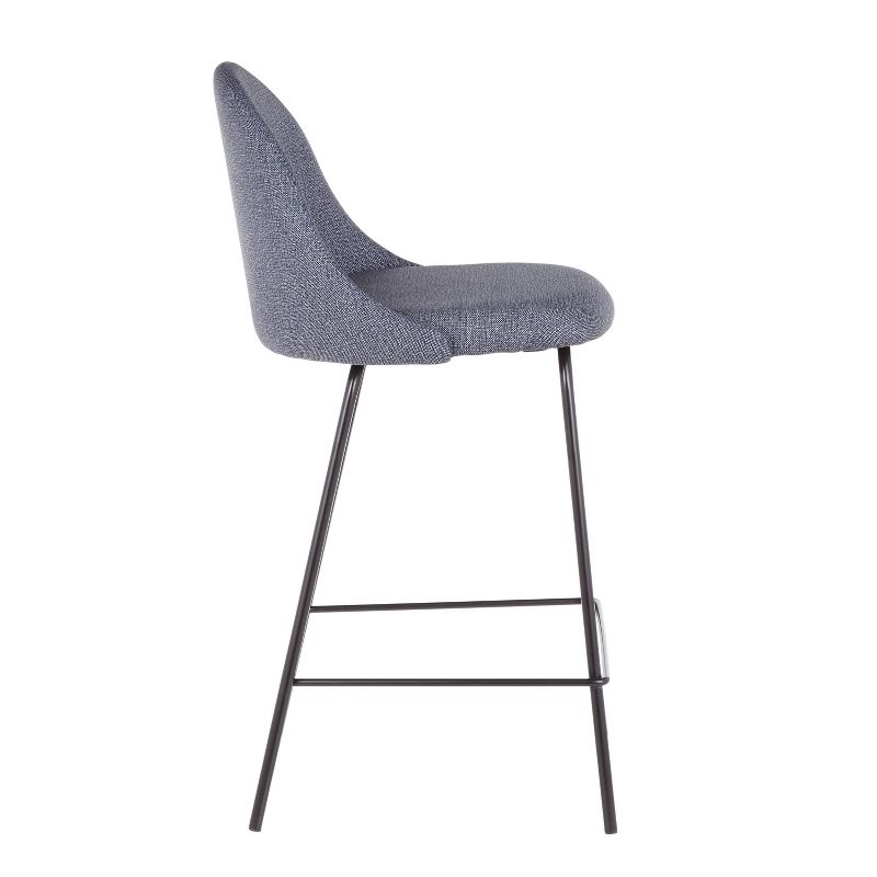 Set of 2 Lana Contemporary Counter Height Barstool Black/Blue - LumiSource