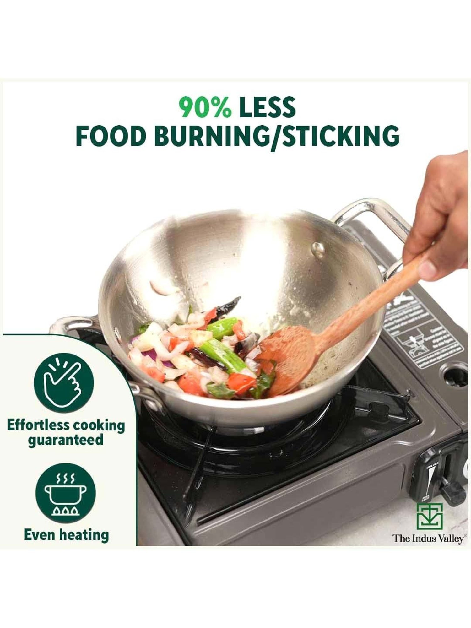 The Indus Valley Silver Stainless Steel 22.2 cm Deep Fry Pan With Glass Lid (1.5 L)