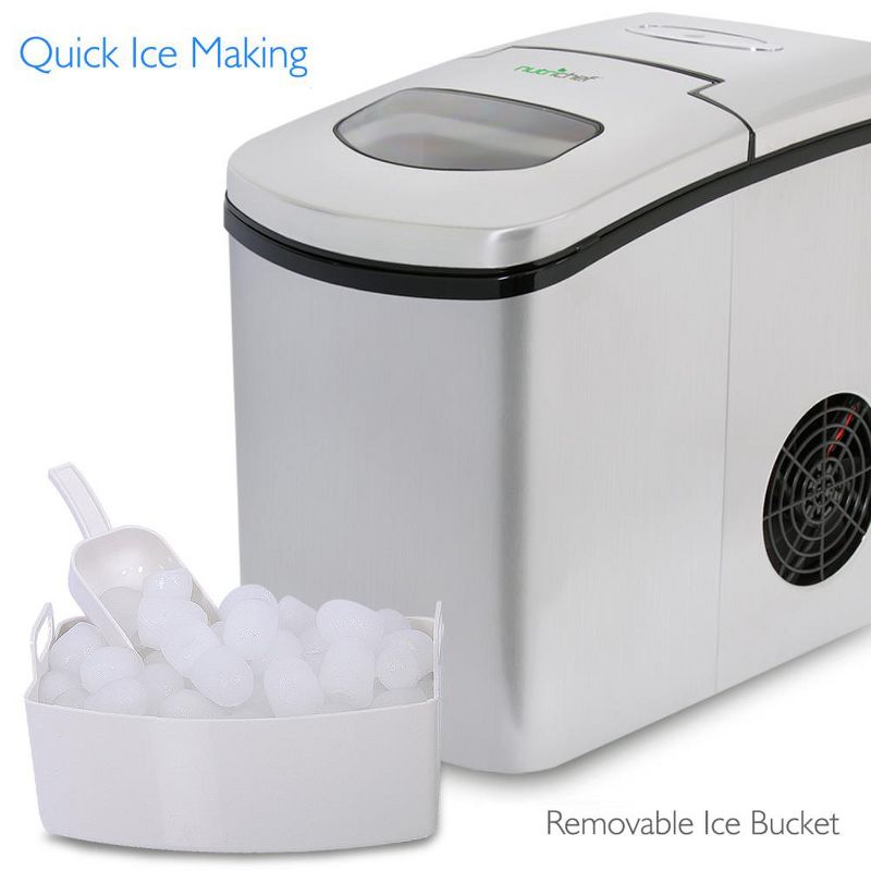 NutriChef 2 x PICEM25 Home or Office Countertop Compact Portable Electric Ice Cube Maker Machine with Scoop, Stainless Steel (2 Pack)