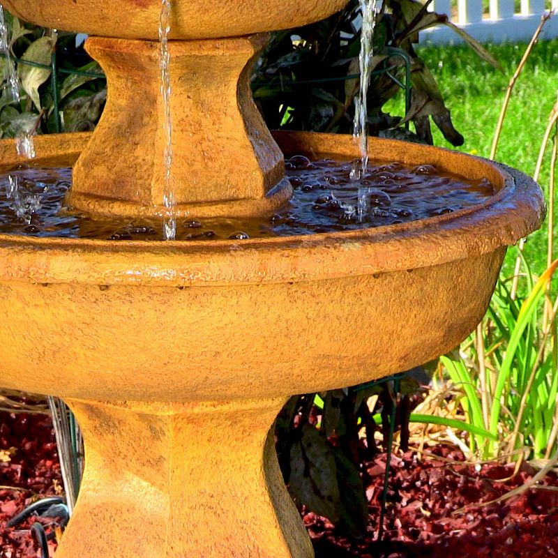 Chatsworth Two Tier Solar On Demand Fountain with Weathered Stone - Smart Solar