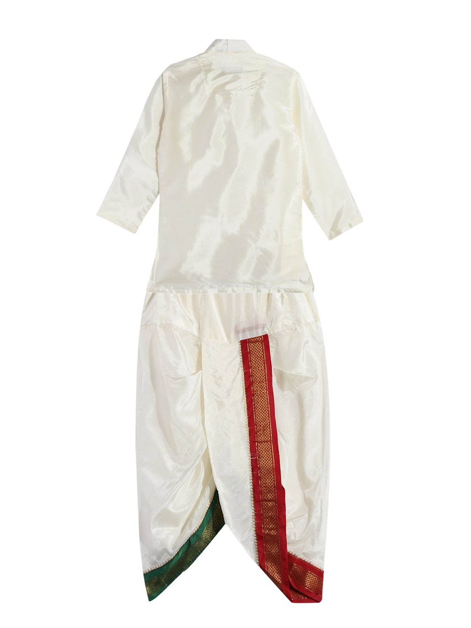 THANGAMAGAN Kids Cream Solid Full Sleeves Kurta, Panjagajam with Mayilkan