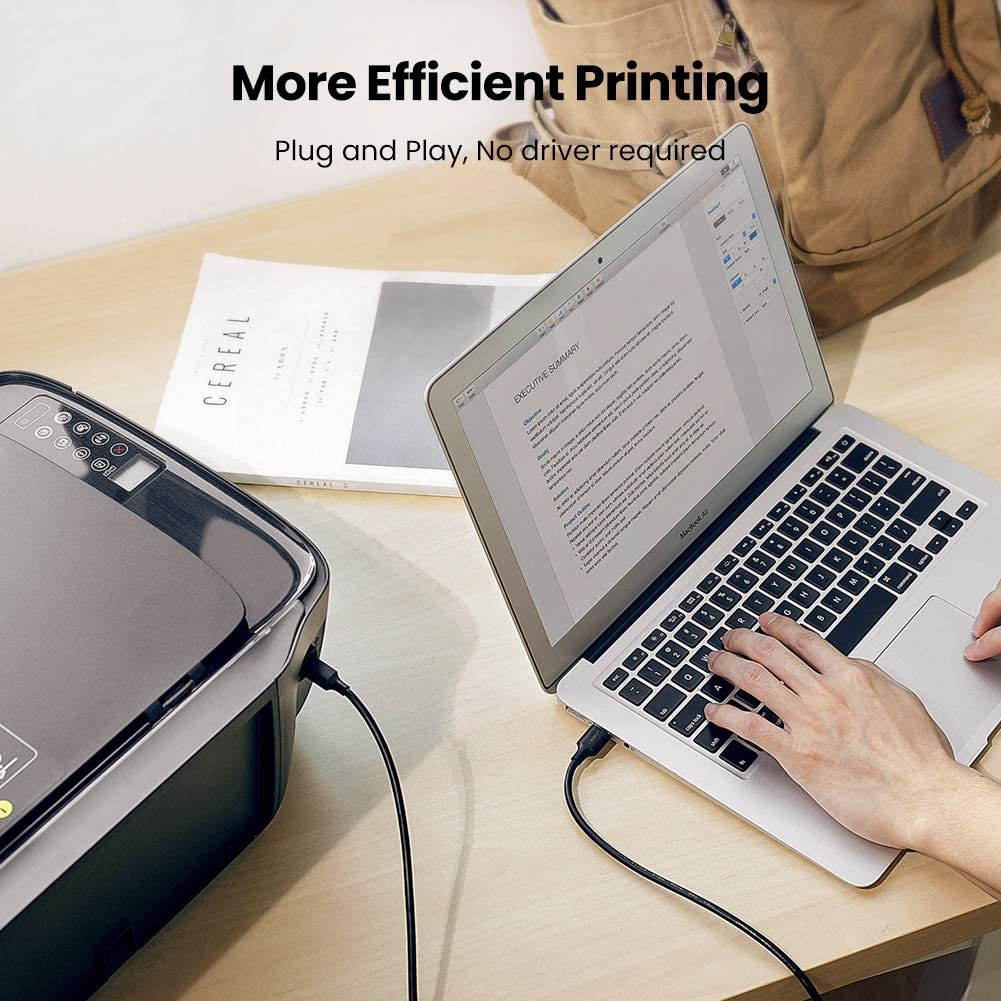 UGREEN USB Printer Cable USB 2.0 Type A Male to Type B Male Printer Scanner Cable Cord High Speed Compatible for Brother HP Canon Lexmark Epson Dell Xerox Samsung etc and Piano DAC (15 Feet)