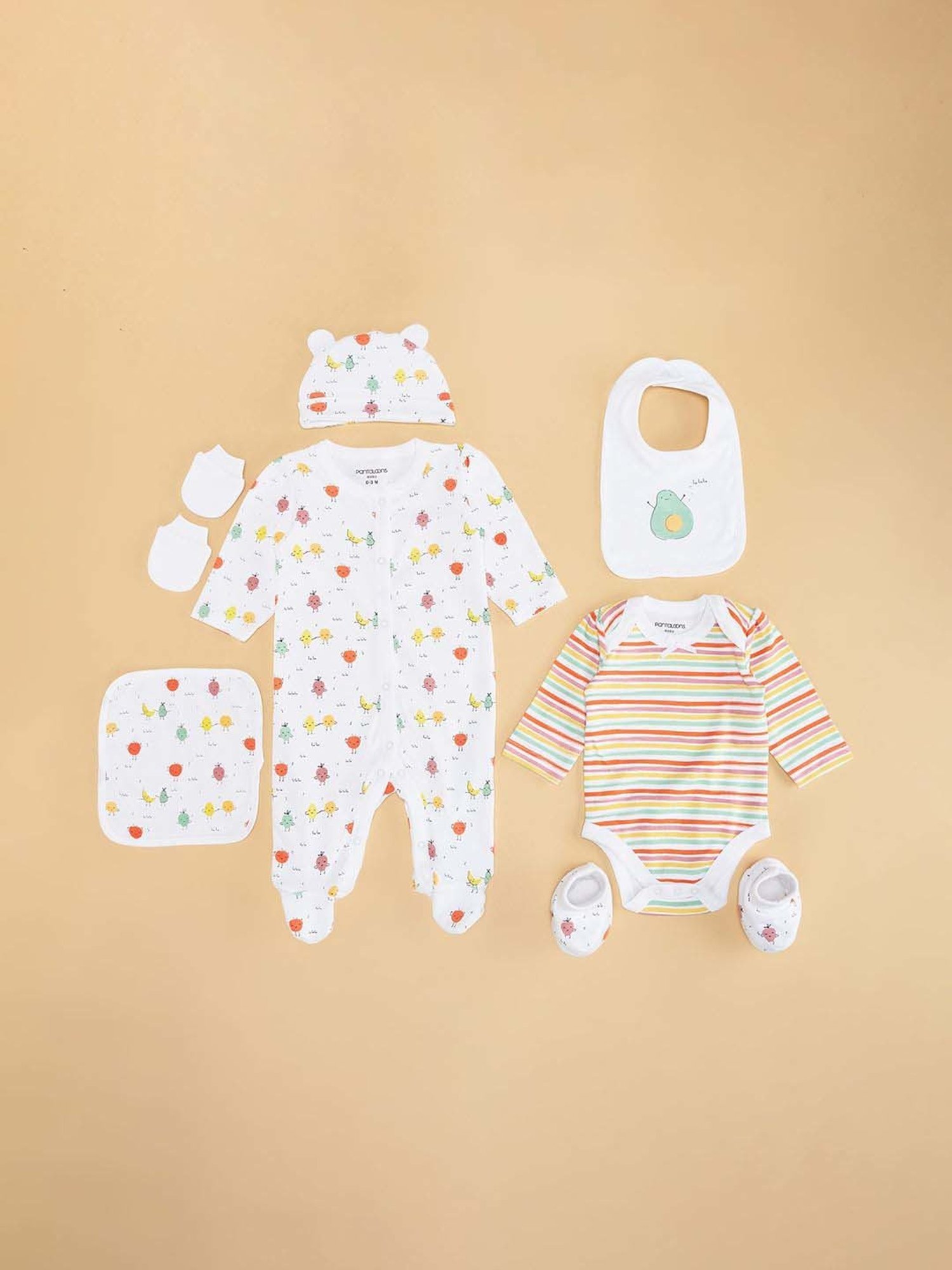 Pantaloons Baby Girls Multicolor Cotton Printed Full Sleeves Clothing Sets