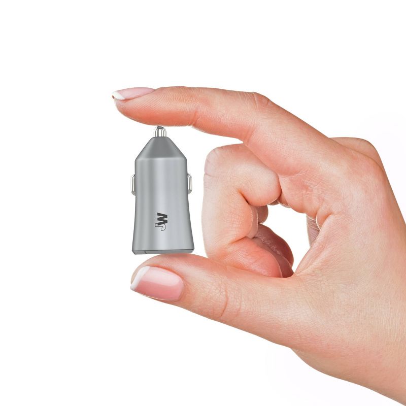 Just Wireless 3.4A/17W 2-Port USB-C & QC3.0 Car Charger with 6ft Braided Type-C to USB Cable -Slate