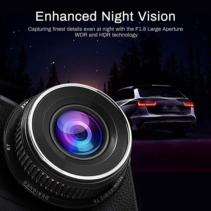 Dash Cam Front and Rear  Backup Camera Dashboard Camera 170&deg;Wide Angle Car DVR with 4'' LCD Screen Dual Dash Cam with Night Vision WDR G-Sensor Parking Monitor Loop Recording Motion Detection