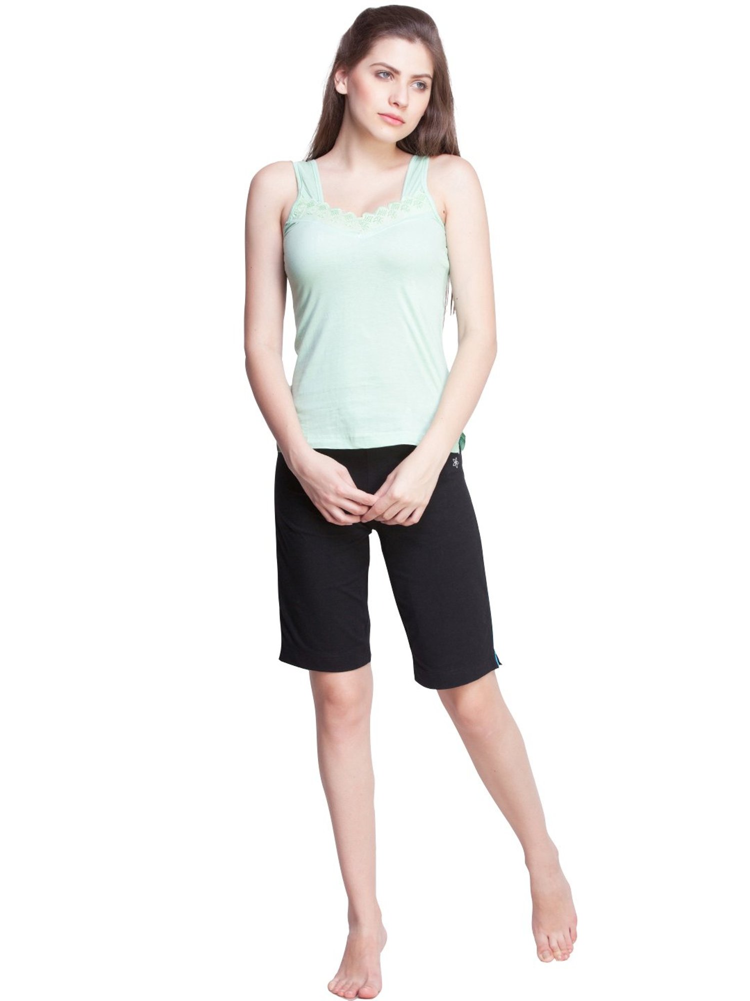 Dollar Missy Green & Beige Camisole Pack of - 2