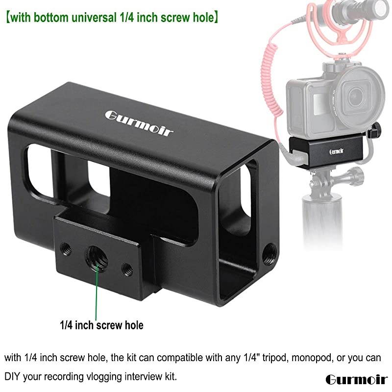 Case Microphone Adapter for Gopro Hero 7 BlackHero 6Hero 5 Action Camera Aluminum Metal Cage Accessories Setup Vlogging Video Recording Kit