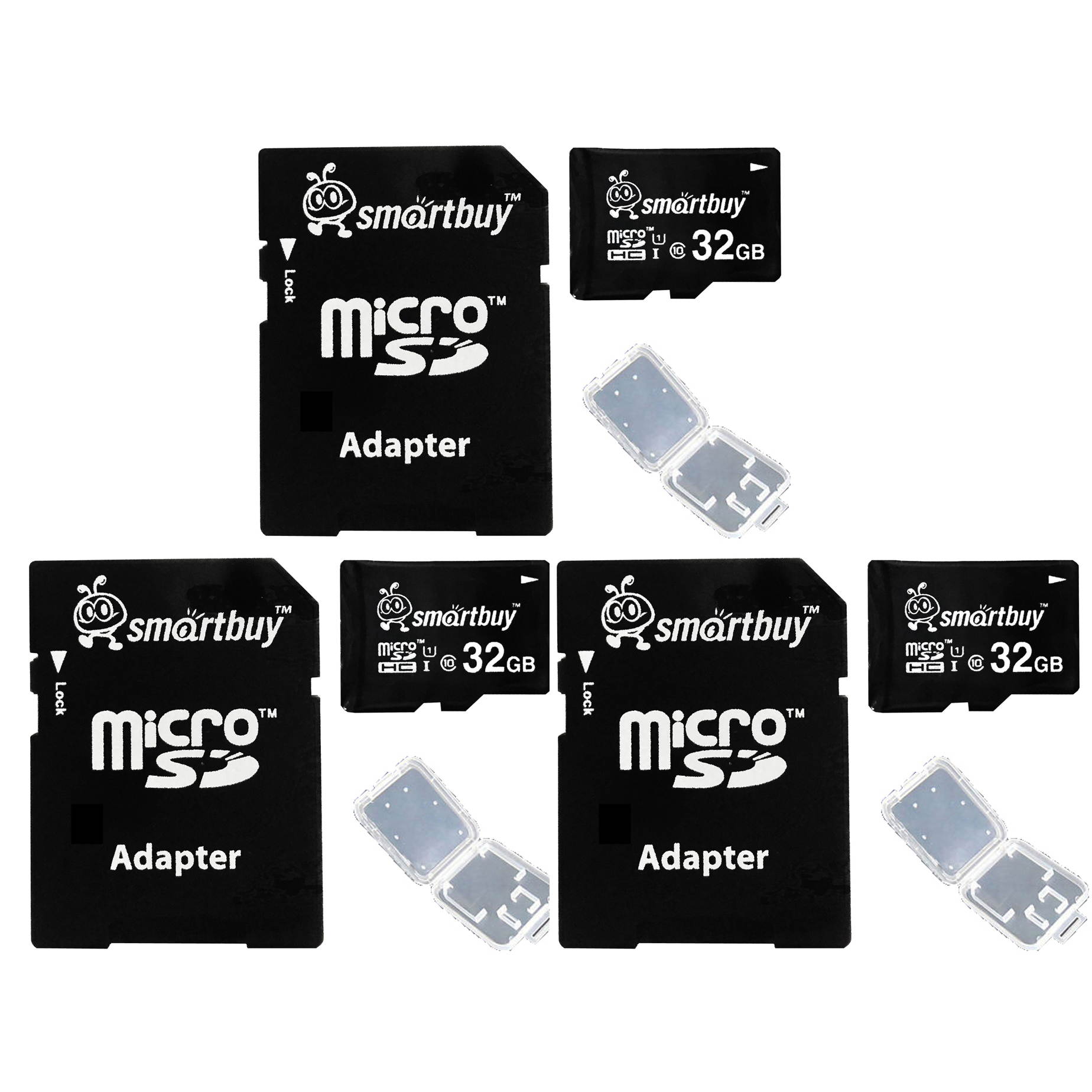 Smartbuy Micro SDHC Class 10 TF Flash Memory Card SD HC C10 Ultra U1 UHS-I HD For Camera Mobile Phone Tab GPS MP3 TV + Adapter + Mini Case (16GB - 2 Packs)