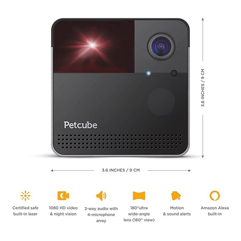New 2020 Petcube Play 2 WiFi Pet Camera with Laser Toy amp Alexa BuiltIn for Cats amp Dogs 1080P HD Video 160&deg; FullRoom View 2Way Audio SoundMotion Alerts Night Vision Pet Monitoring App