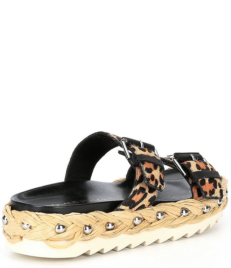 Donald Pliner Larabee Studded Leopard Printed Espadrille Slides