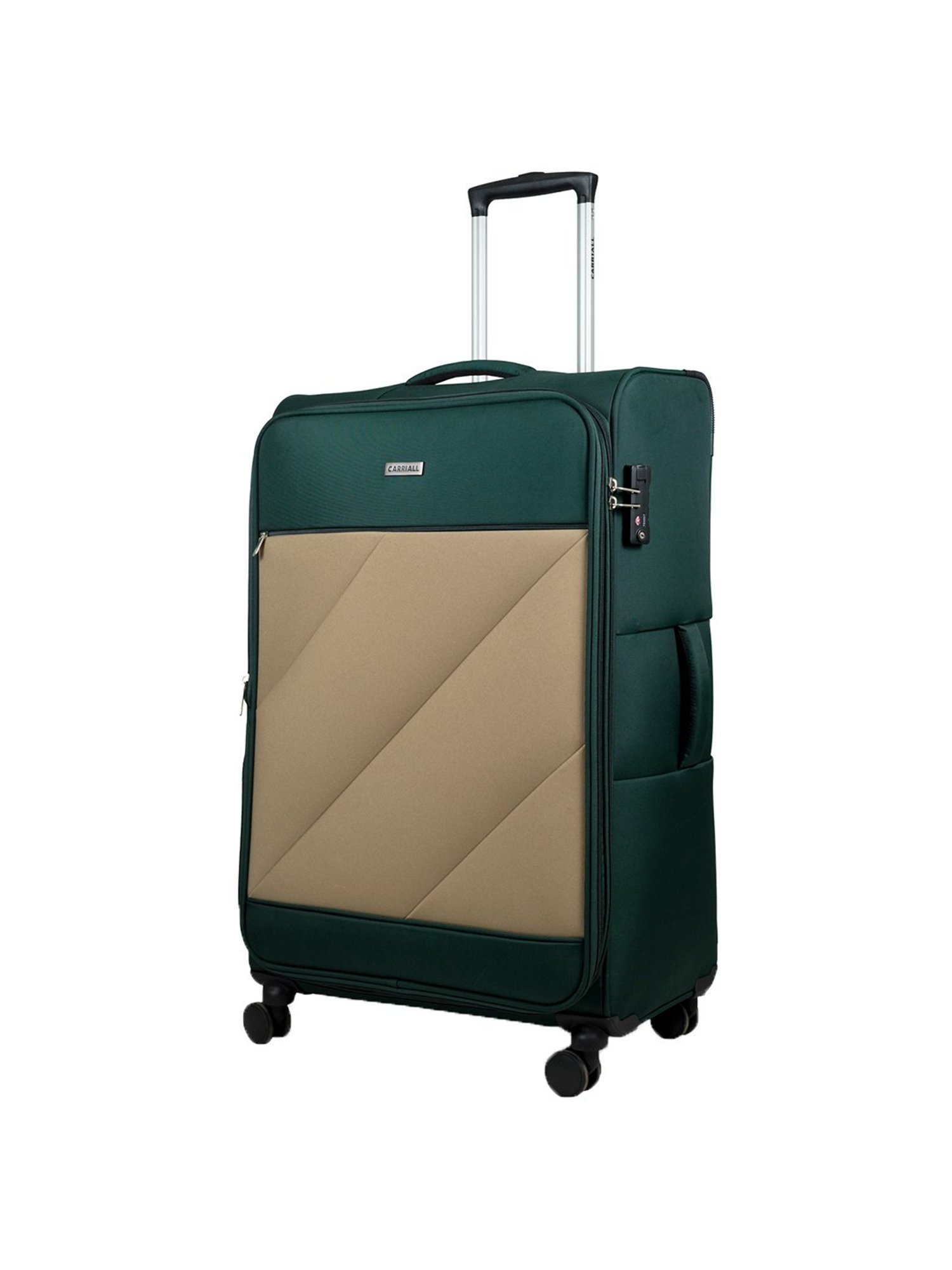 Carriall Green & Beige 4 Wheel Large Soft Cabin Trolley Pack of 3 - 79 cm