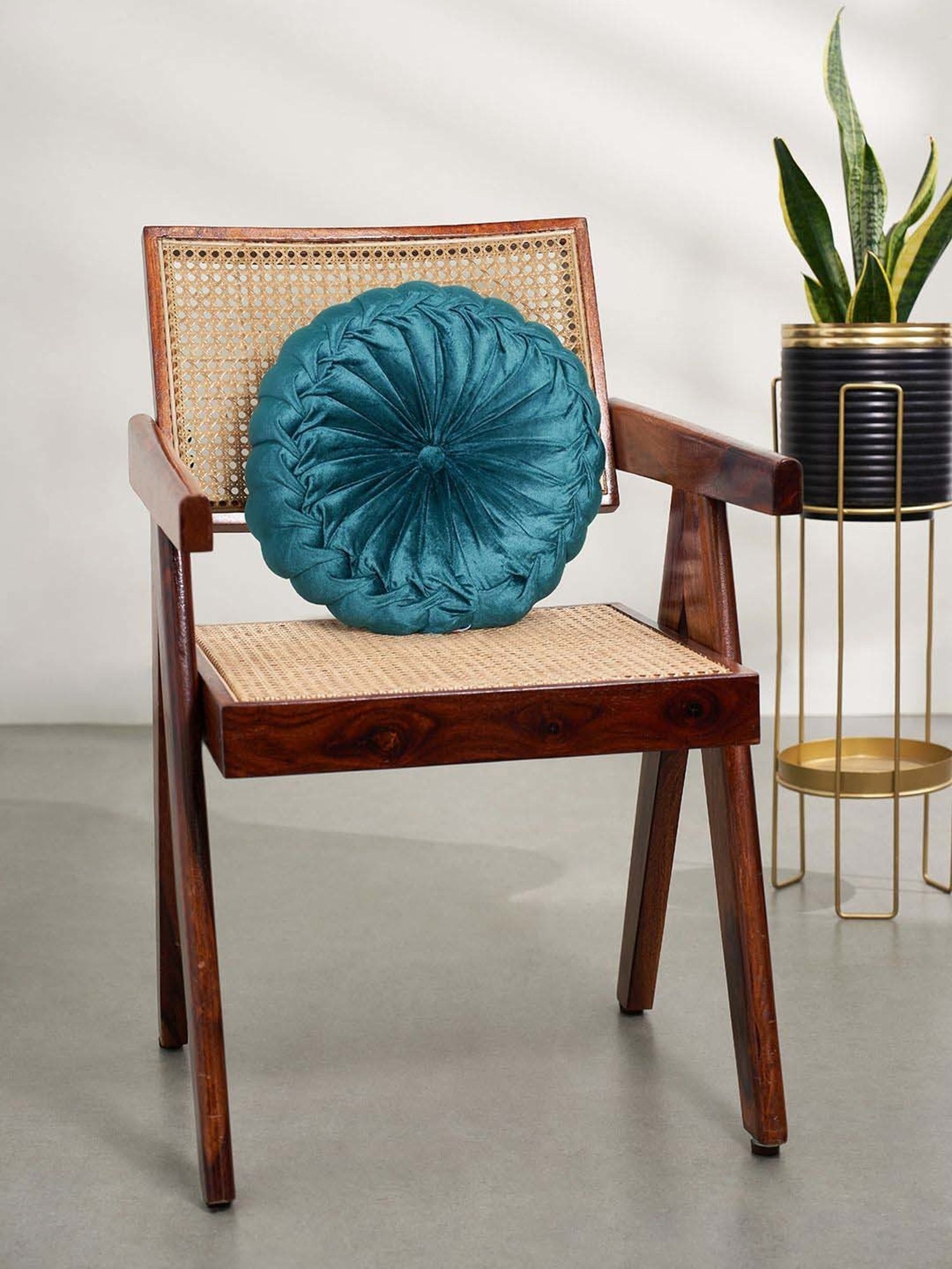 Living Scapes by Pantaloons Teal Fabric Cushion Cover