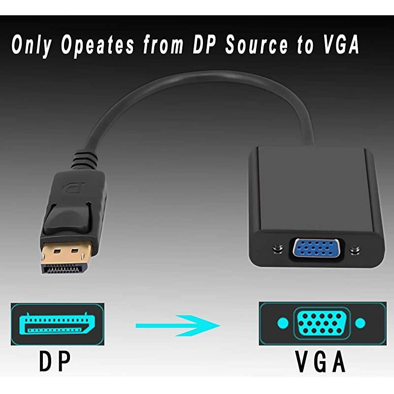 DisplayPort to VGA Adapter, 5 Pack DP to VGA Converter Male to Female Gold-Plated Cord for Lenovo, Dell, HP, ASUS, Chromebox (DP to VGA 5P)