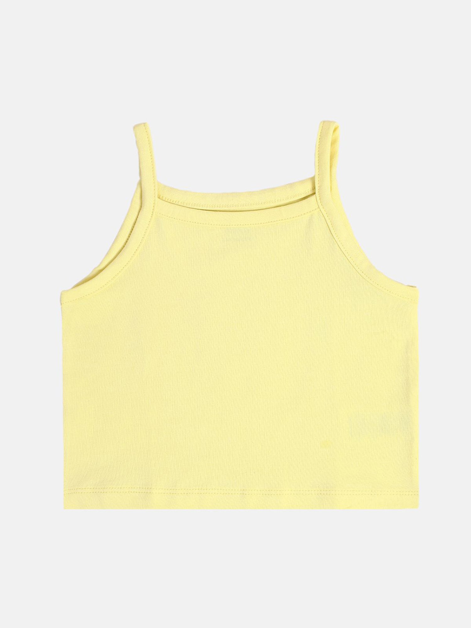 MINIKLUB Girls Yellow & Green Solid Camisole (Pack Of 2)
