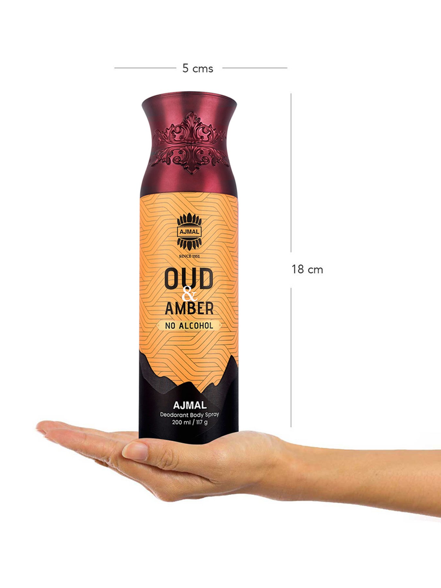 Ajmal Oud & Amber No Alcohol Deodorant Body Spray for Unisex - 200 ml