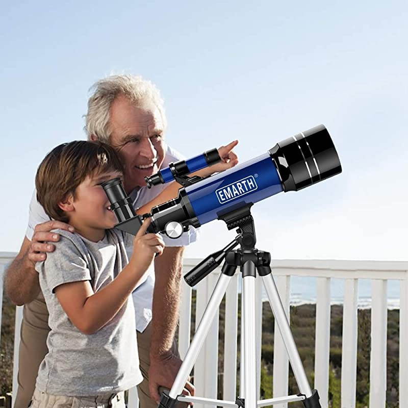 Telescope, 70mm/360mm Astronomical Refracter Telescope with Tripod & Finder Scope, Portable Telescope for Kids Beginners Adults (Blue)