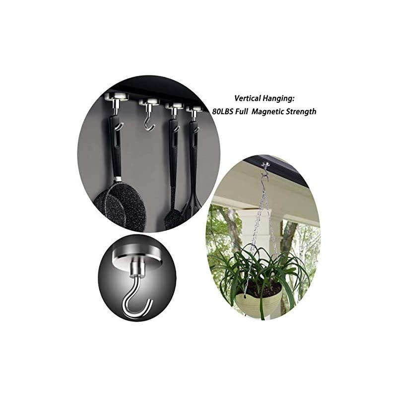 100LB Magnetic Hooks Heavy Duty for Hanging BBQ Grill Utensils Tools Coat Wreaths Outdoor Strong Neodymium Rare Earth Magnets Hook Hangers for Refrigerator Locker Cruise Cabins