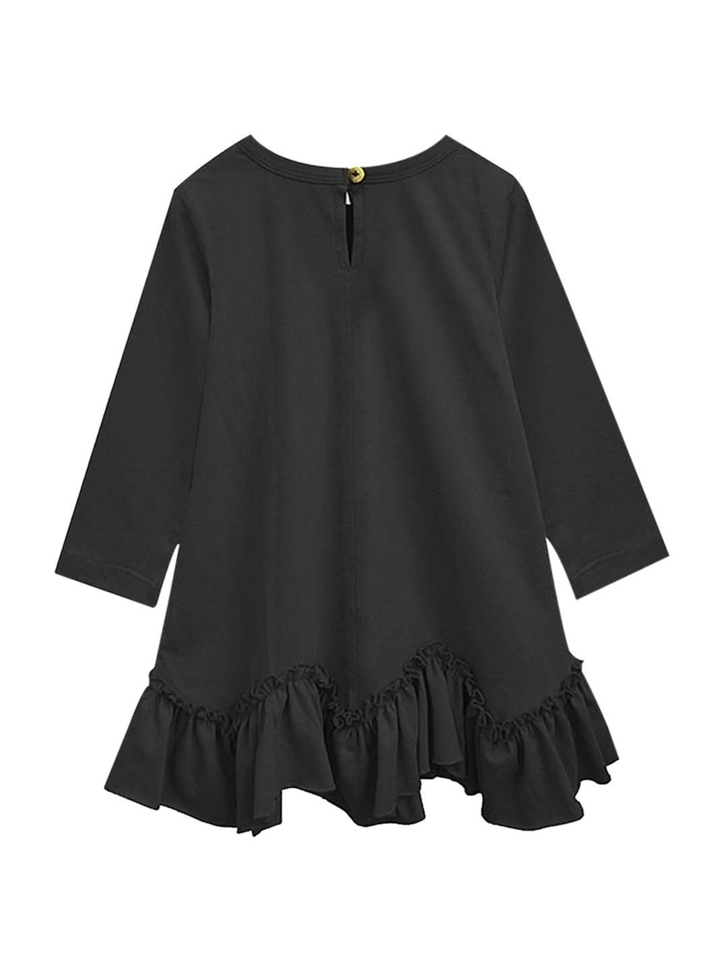 A.T.U.N. Kids Black Cotton Regular Fit Full Sleeves Dress