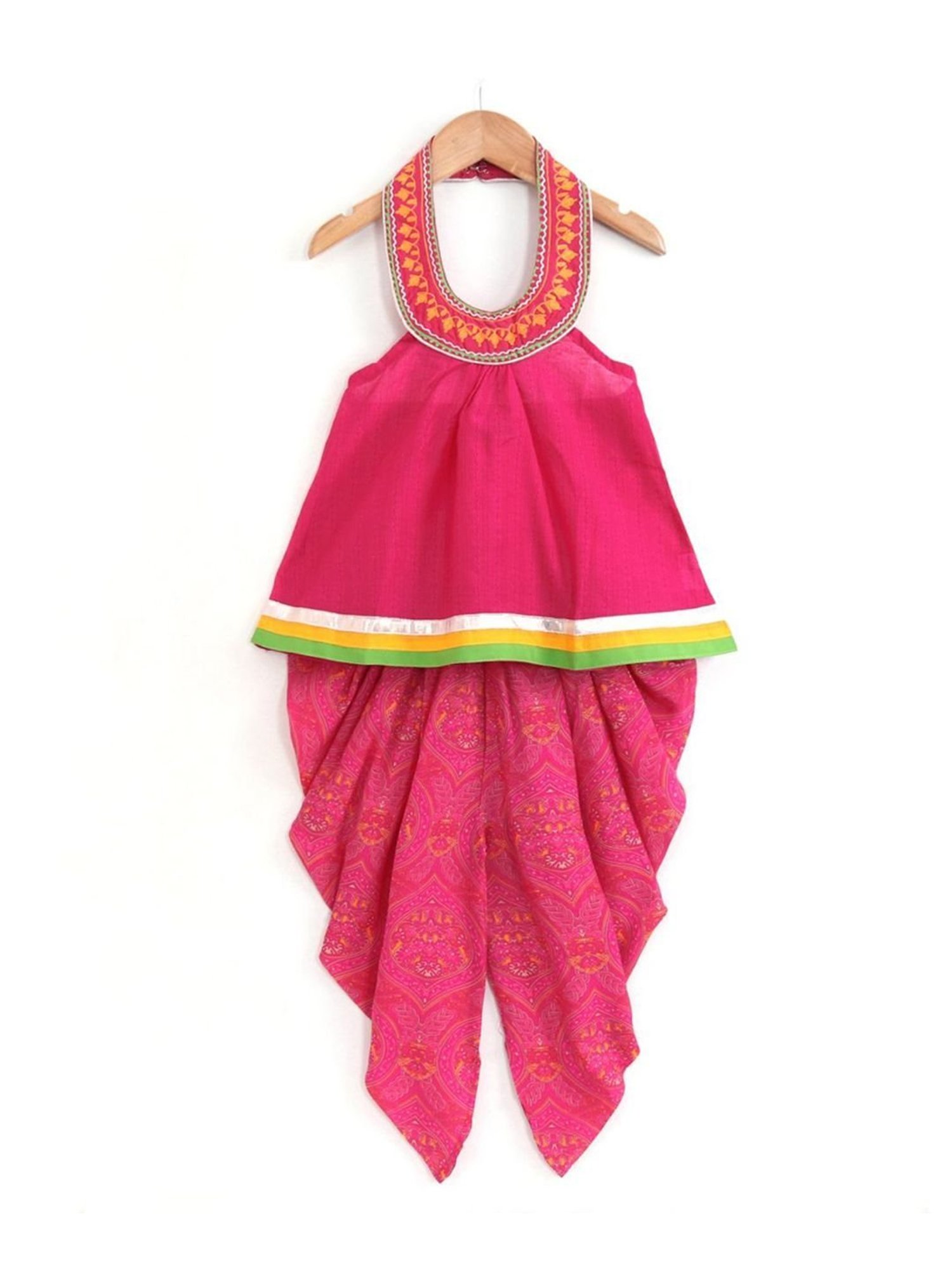 TWISHA Kids Pink & Yellow Printed Top Set