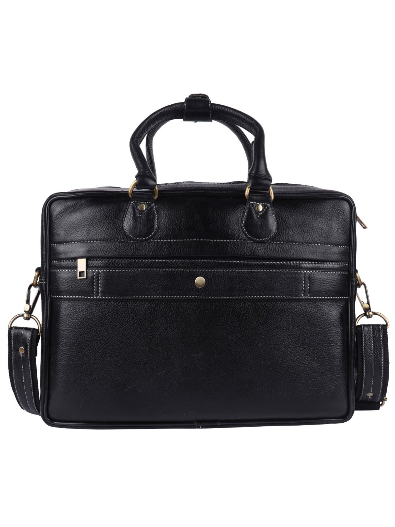 HiLEDER 100% Pure Genuine Premium NDM Leather Briefcase Laptop Messenger Satchel Office Bag, Black