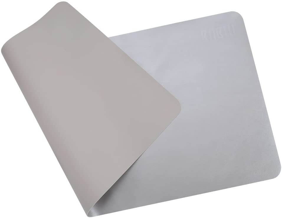 BUBM PU Leather Mouse Pad Mat Waterproof, Perfect Desk Writing Mat for Office and Home,Ultra Thin 2mm - 31.5"x15.8" (Gray)