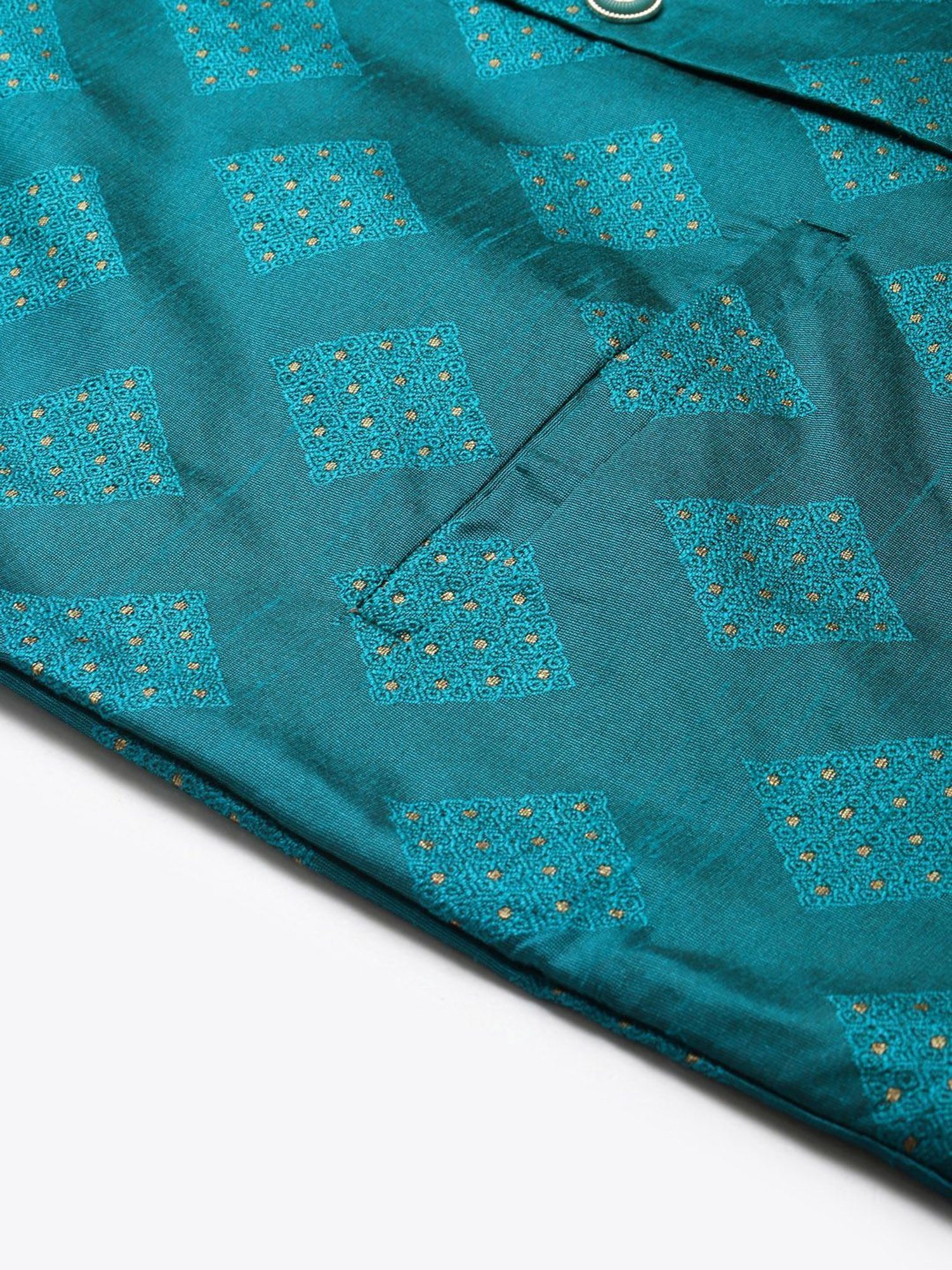 Sojanya Blue Regular Fit Self Pattern Nehru Jacket