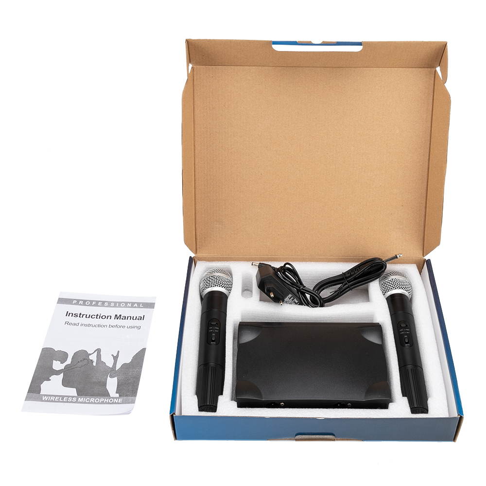 PGX-58 VHF Wireless Microphone System Dual Handheld 2 x Mic Cordless Receiver Black